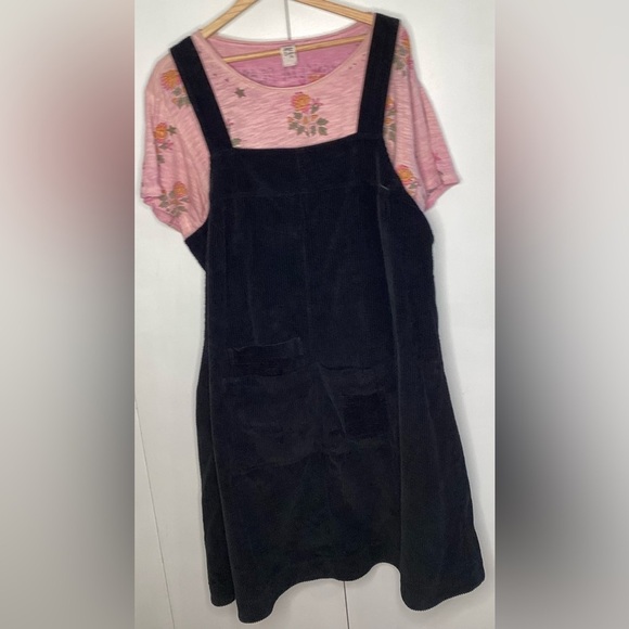 McVerdi black cotton  corduroy pinafore dress lg - Picture 3 of 15